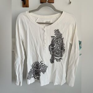 White and Black Paisley Women's Top